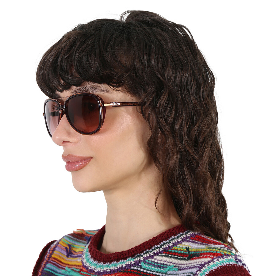 Oakley Split Time Red Gradient Pilot Ladies Sunglasses Oo4129 412902 58 In Red   / Berry / Raspberry