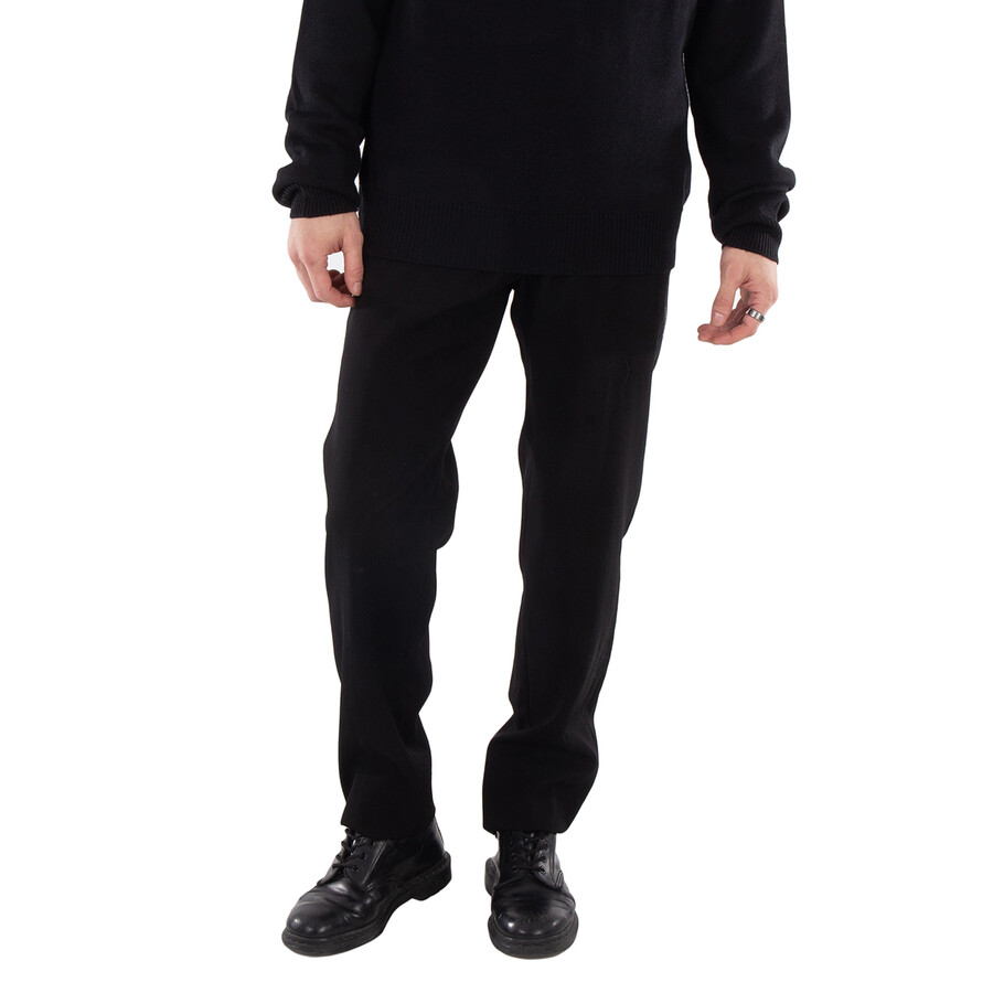 Oamc Men's Black Contrast-Stitching Straight-Leg Trousers