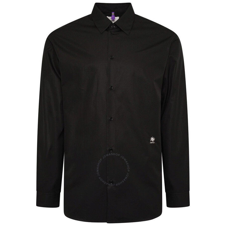 Oamc Embroidered-logo Long-sleeve Shirt In Black