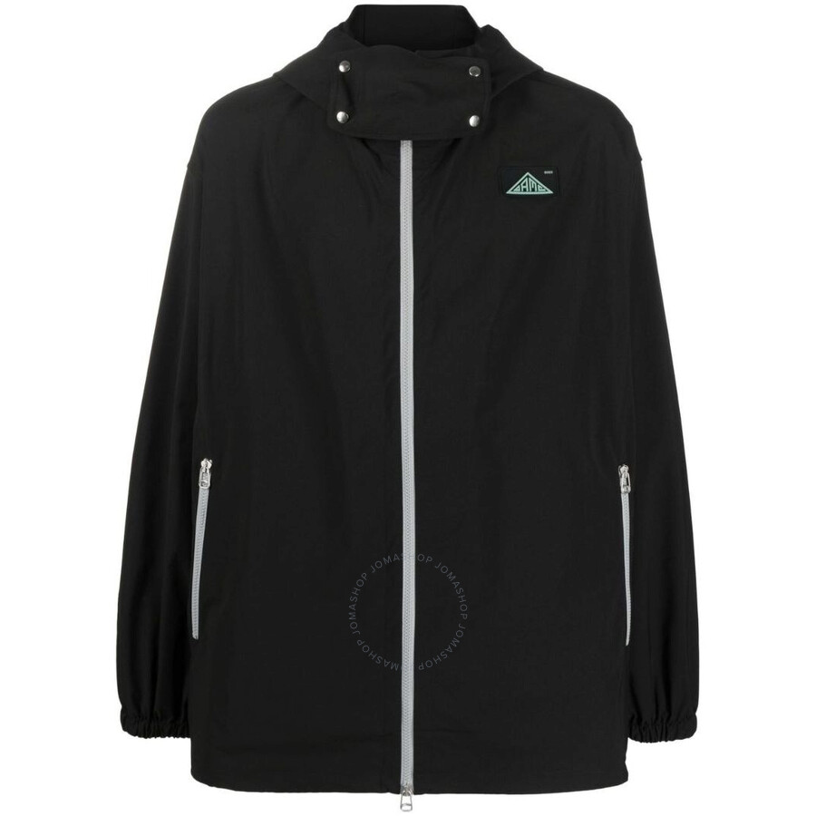 Oamc Logo-patch Hooded Jacket In Black