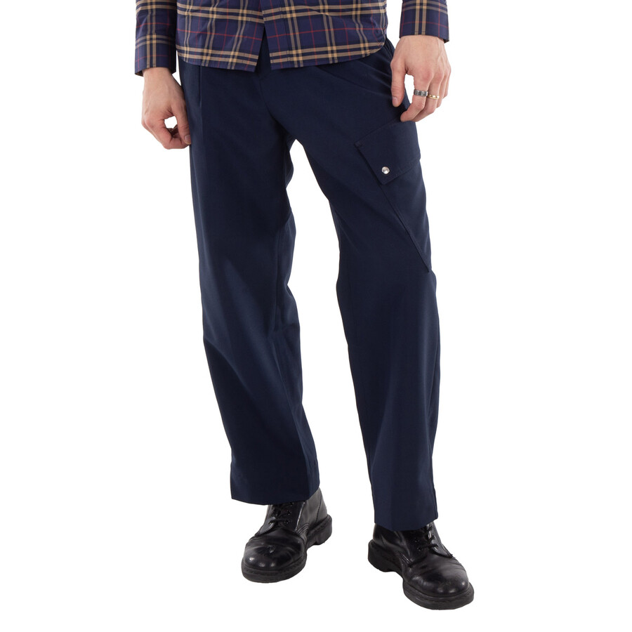 Oamc Men's Navy Combine Straight-Leg Cropped Trousers, Waist