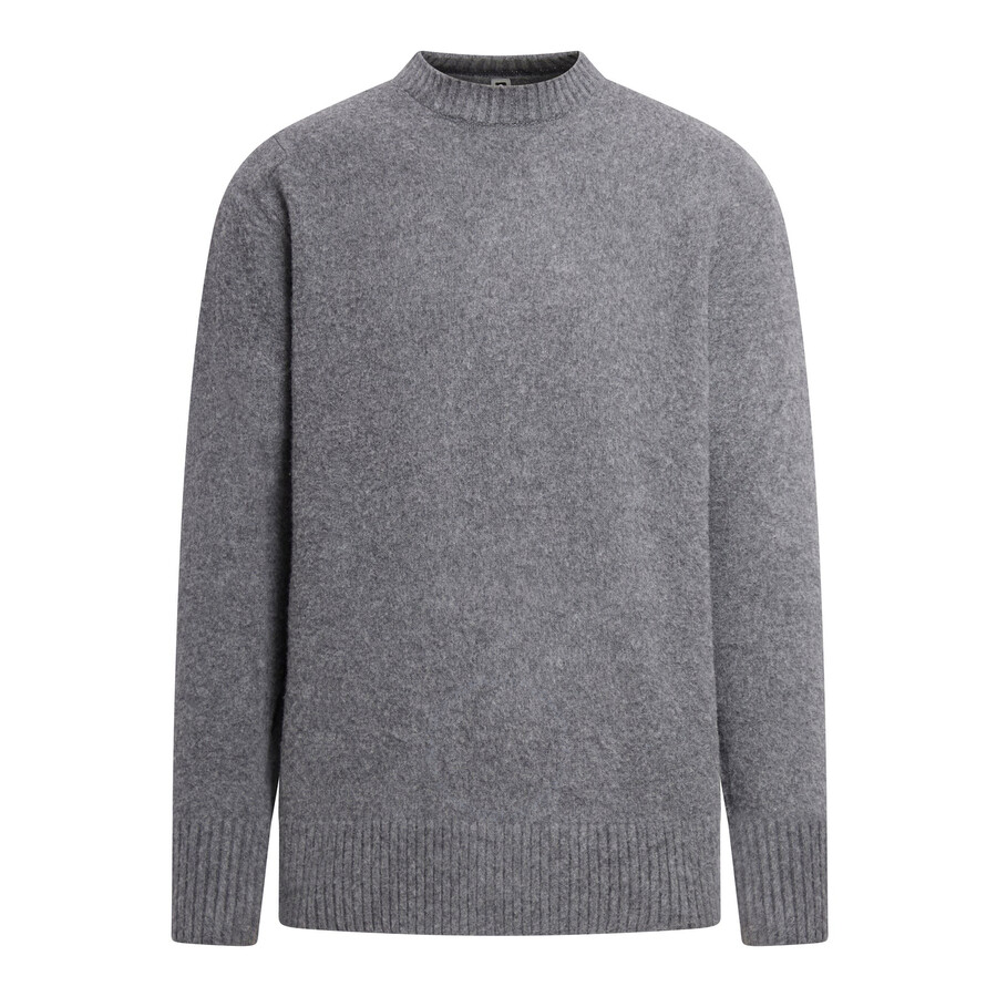 Oamc Men's Stone Grey Logo-print Wool Jumper In Grey