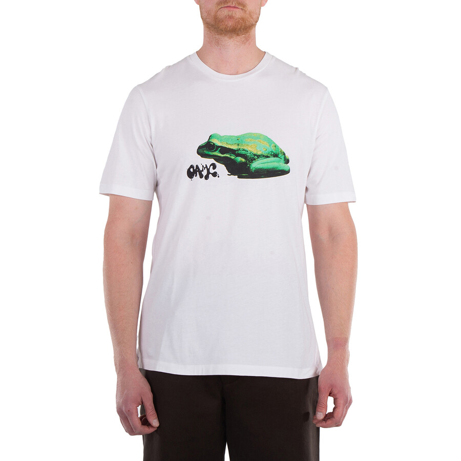 Oamc Men's White Amphibian Short-Sleeved T-Shirt, Size Small