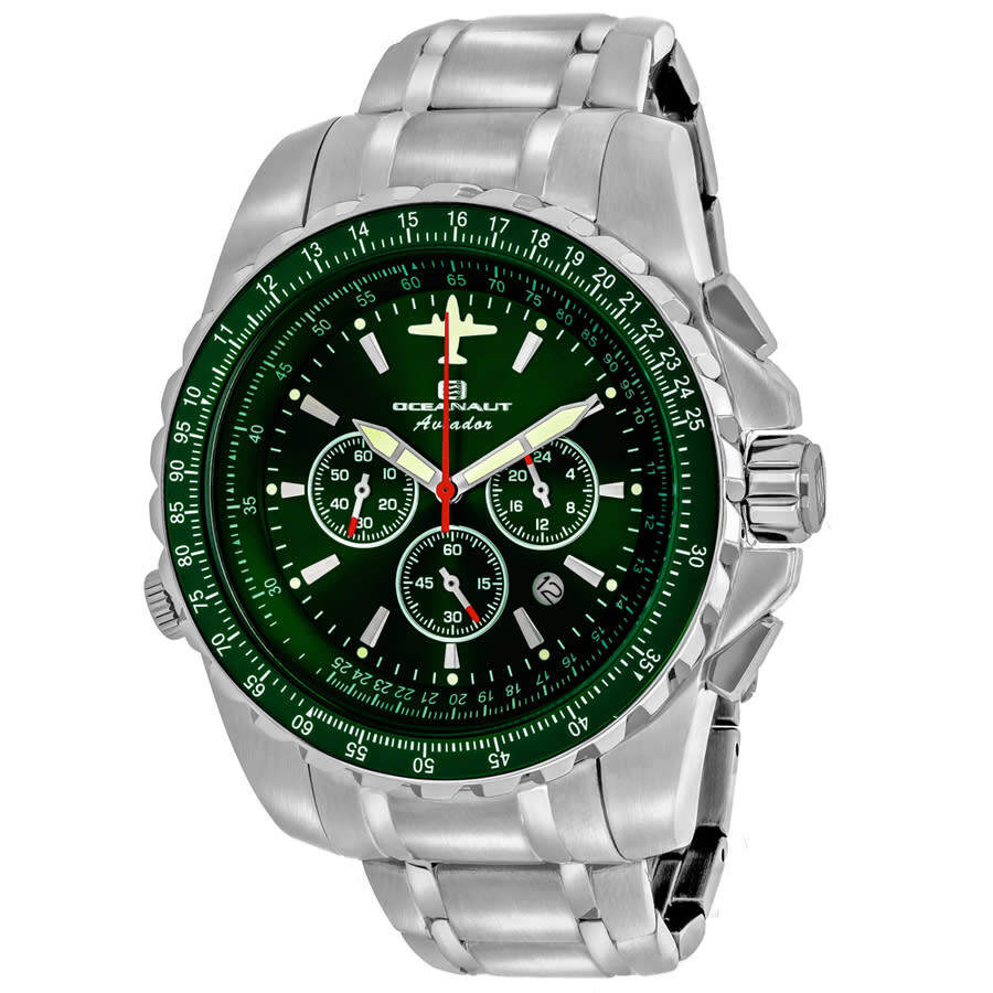 Shop Oceanaut Aviador Pilot Chronograph Quartz Green Dial Men's Watch Oc0117