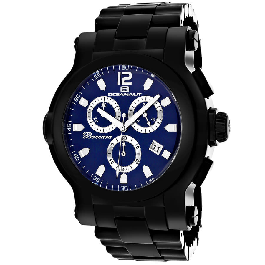 Oceanaut Baccara Xl Blue Dial Mens Watch Oc0829 In Black / Blue