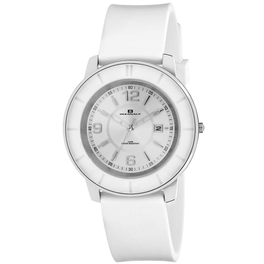 Oceanaut Satin Quartz Silver Dial Ladies Watch Oc0810 In Silver / Skeleton / White
