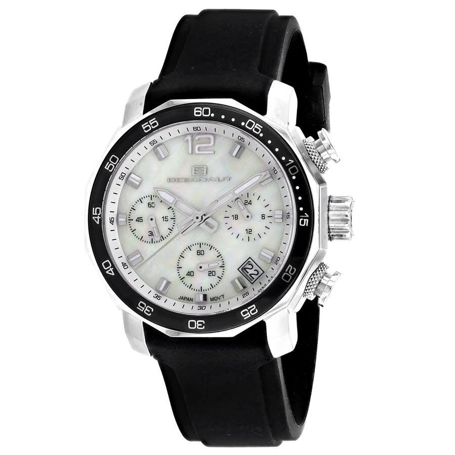 Shop Oceanaut Tune Mother Of Pearl Dial Ladies Watch Oc0460 In Black / Mop / Mother Of Pearl