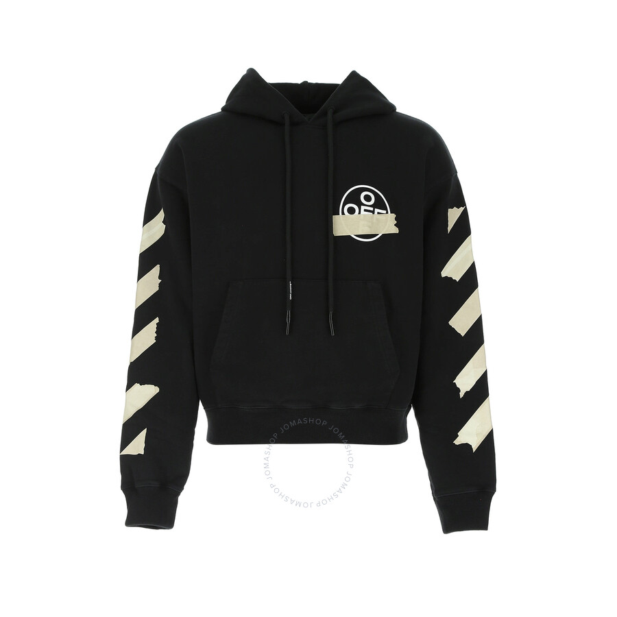 OffWhite Black / Beige Tape Arrows Print Hoodie, Brand Size Large