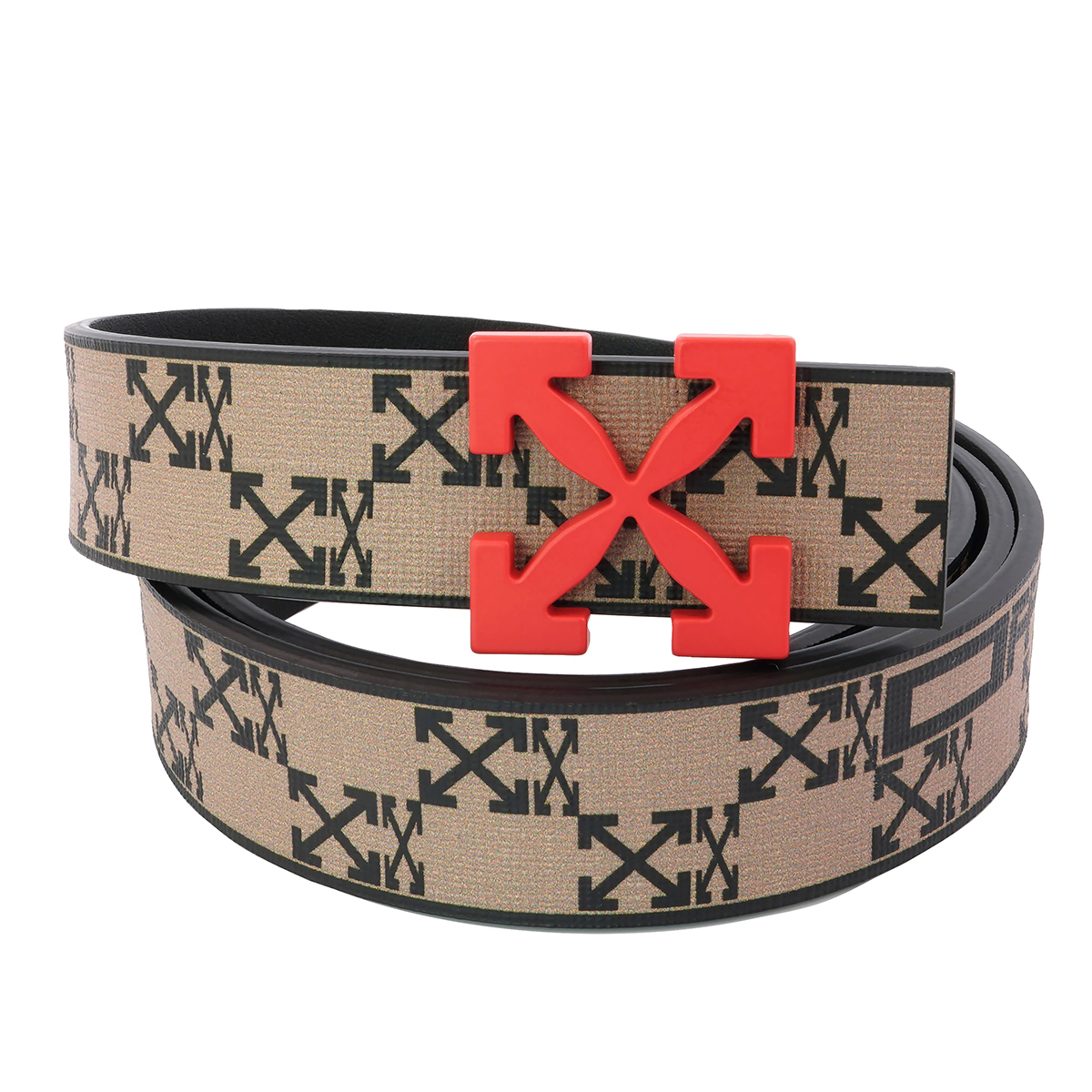 Wrb Monogram Off-White Brown/Black Arrow Monogram H25 Belt, Brand Size 95 ...