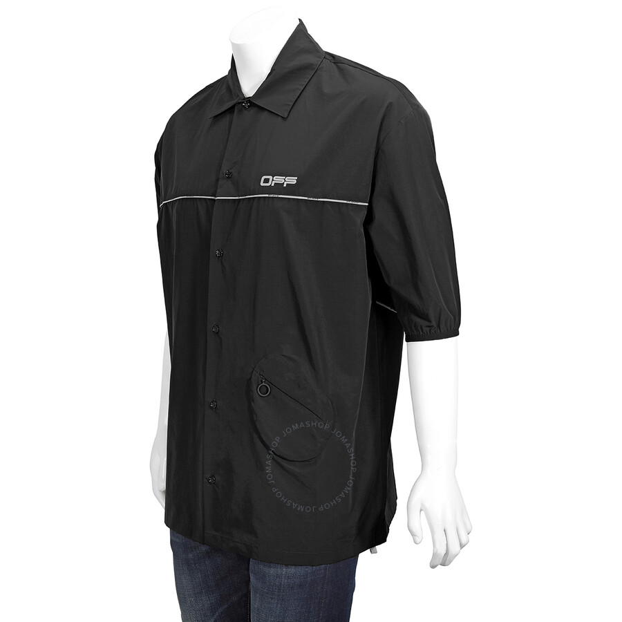 Off-white Men's Short-sleeve Track Button Shirt In Black In Black