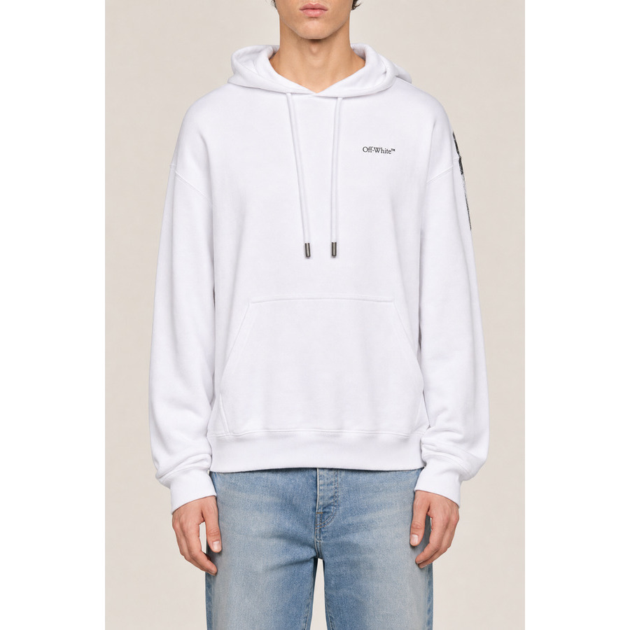 Off-White Men's White Cotton Hooded Sweater, Size L
