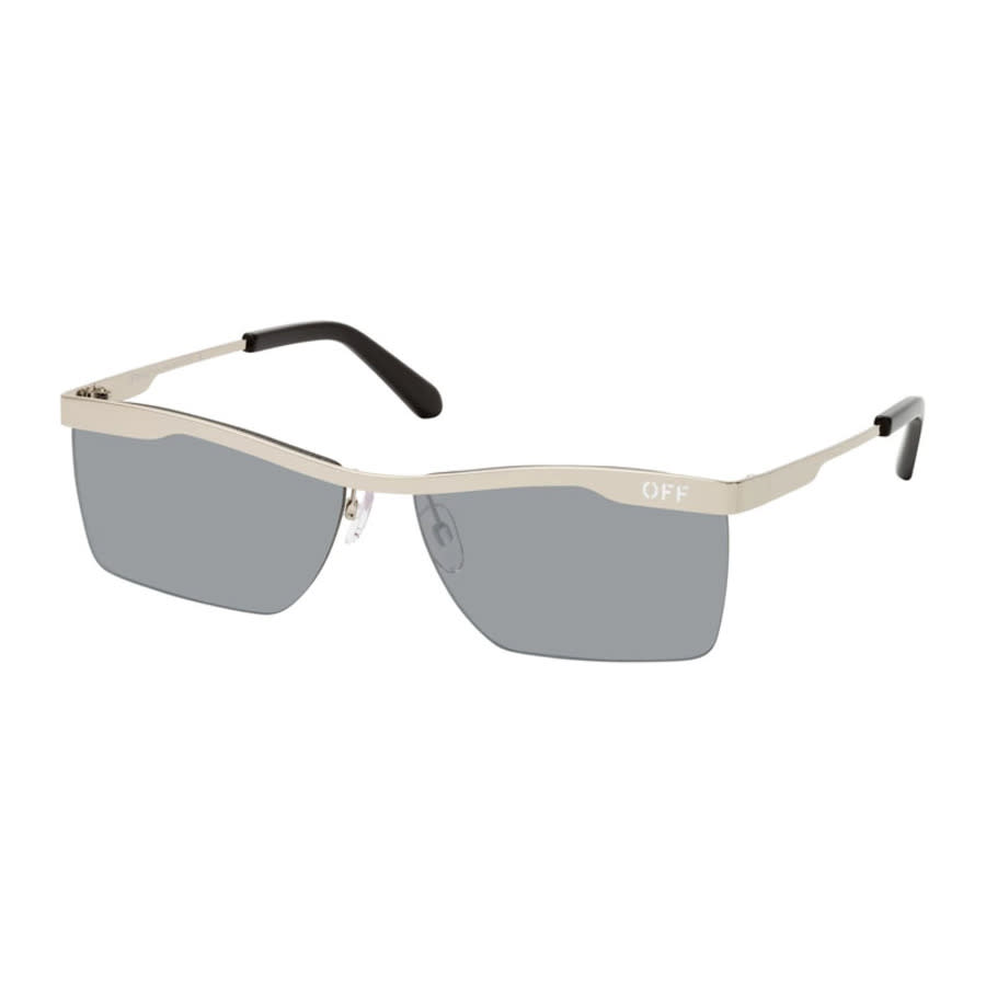 Off-white Unisex Black Rectangular Sunglasses Oeri095rimini 7272 In ["grey"]