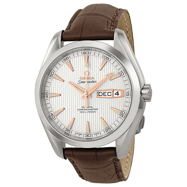 Omega Aqua Terra Silver Dial Black Lather Men's Watch 23113432202002