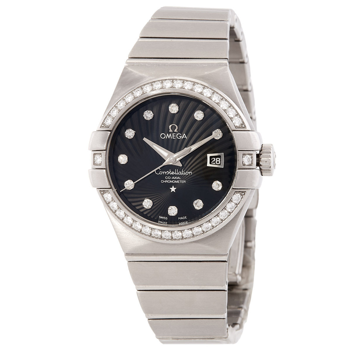 Omega Constellation Automatic Chronometer Diamond Black Dial Ladies Watch 123.55.31.20.51.001
