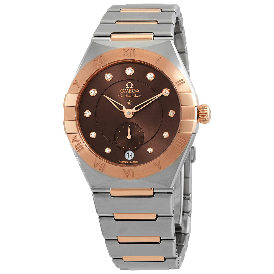 Omega Constellation Automatic Chronometer Diamond Brown Dial Ladies
