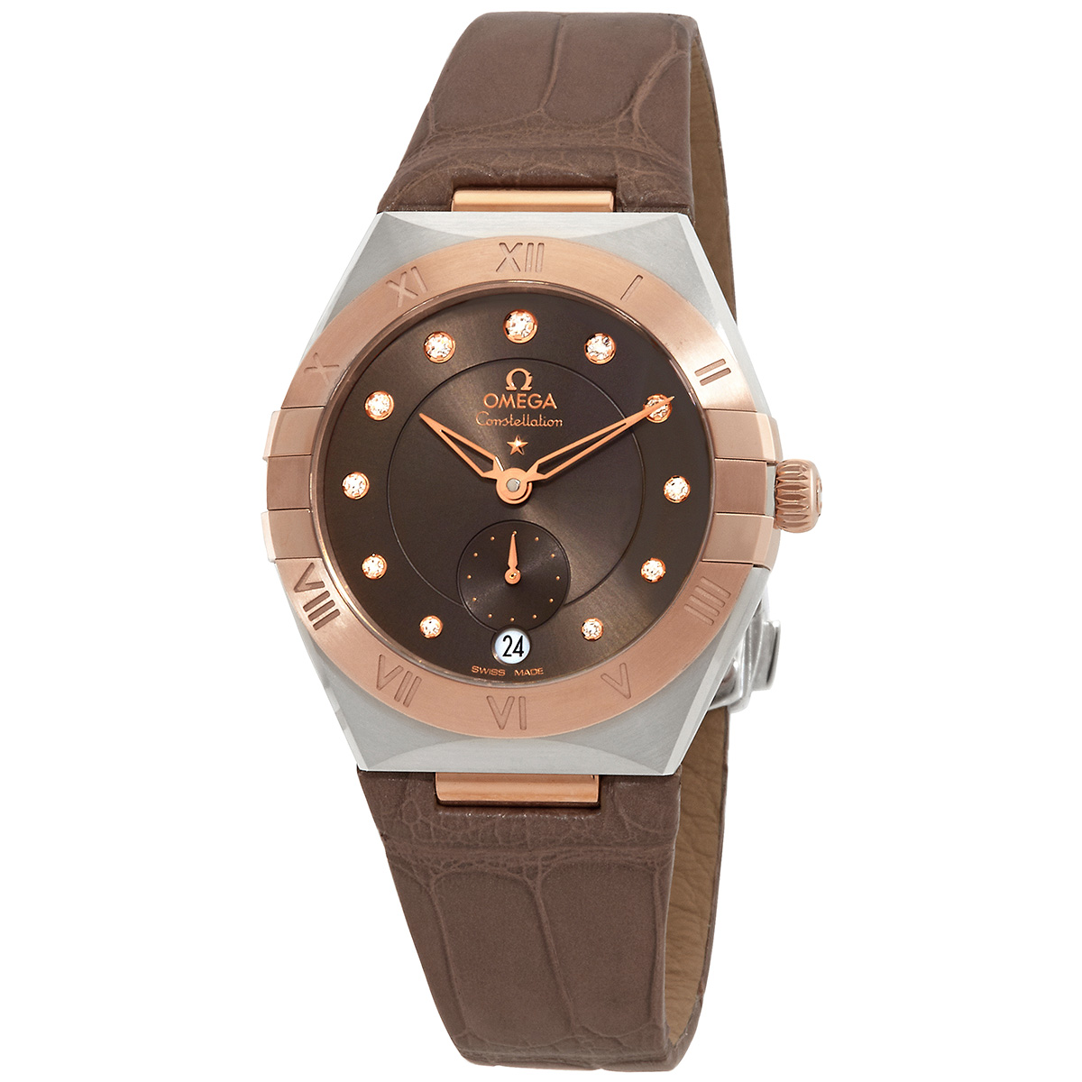 Constellation Automatic Chronometer Diamond Brown Dial Ladies Watch