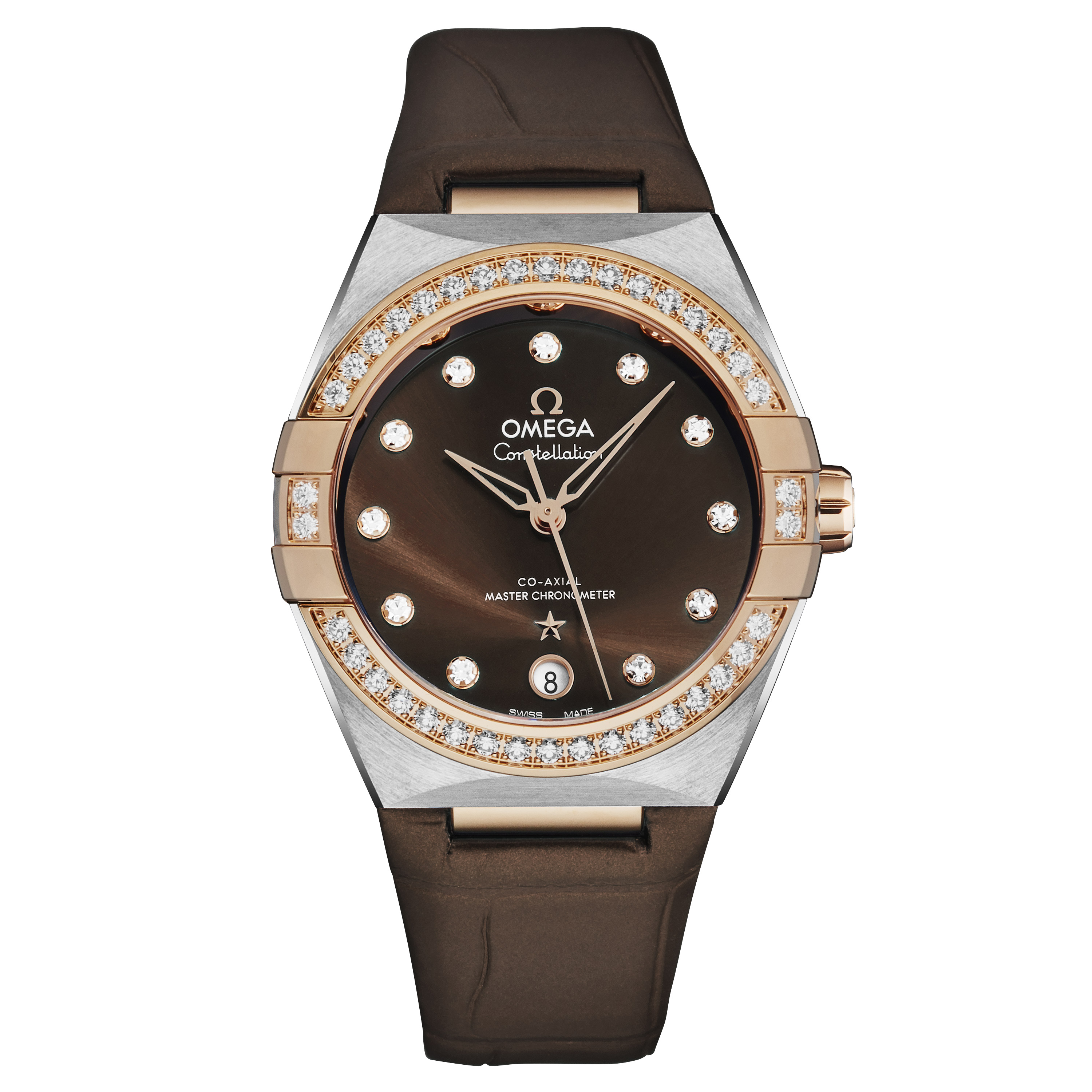 Constellation Automatic Chronometer Diamond Brown Dial Ladies Watch