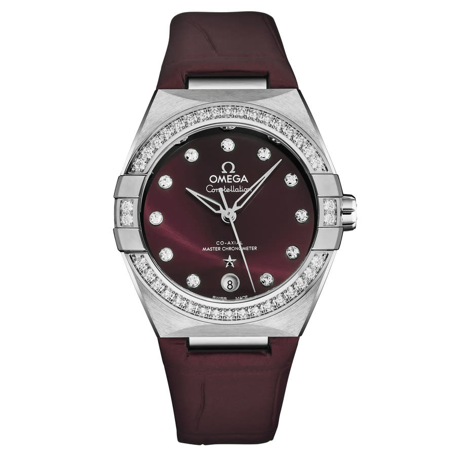 Omega Constellation Automatic Chronometer Diamond Red Dial Ladies Watch 131.18.36.20.61.001