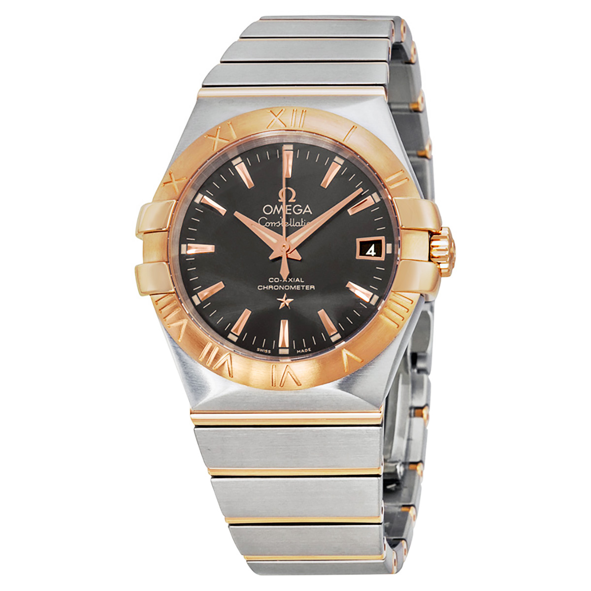 Omega Constellation Automatic Grey Dial Steel and 18kt Rose Gold Men's Watch 12320352006002