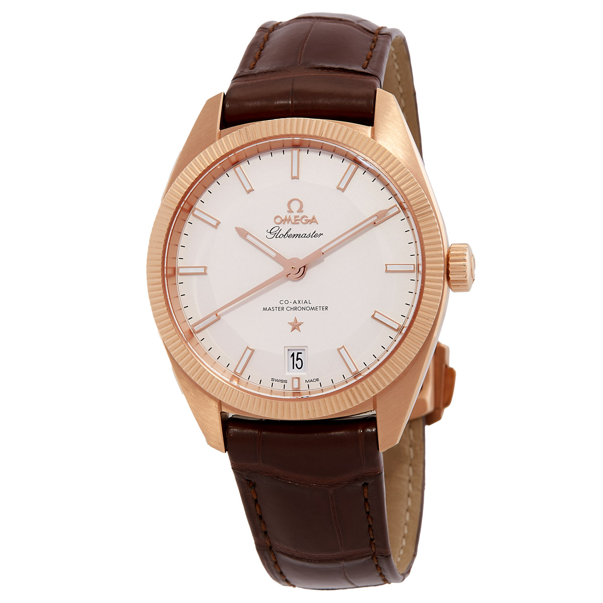 Omega Constellation Globemaster Automatic Chronometer Silver Dial Men's Leather Watch 130.53.39.21.02.001