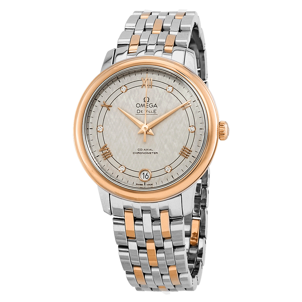 De Ville Automatic Ivory Silvery Diamond Dial Ladies Watch