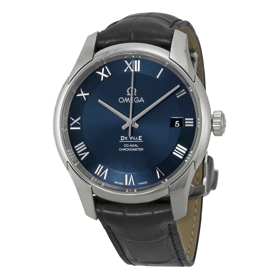 Omega De Ville Blue Dial Black Leather Men's Watch 431.13.41.21.03.001