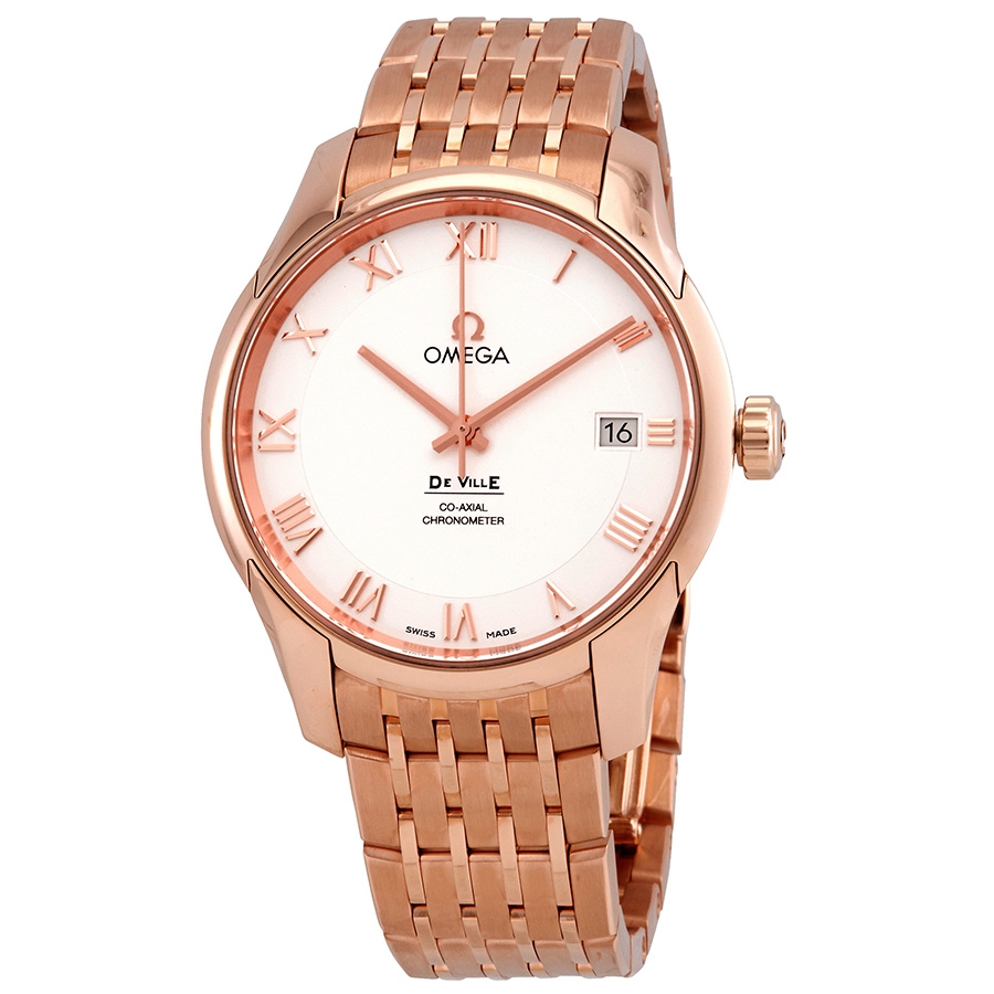 Omega De Ville Chronometer Silver Dial 18K Rose Gold Men's Watch OM43150412102001