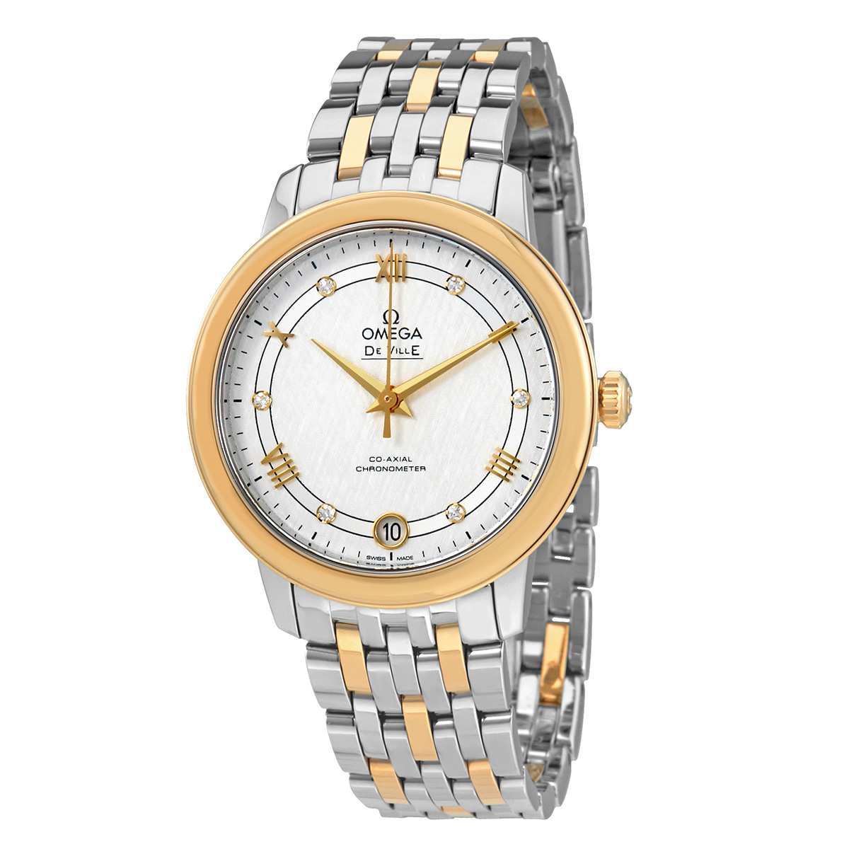 De Ville Prestige Co-Axial Silver Diamond Dial Ladies Watch