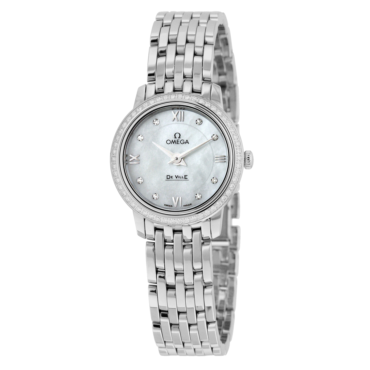 De Ville Prestige Mother of Pearl Dial Stainless Steel Quartz Ladies Watch