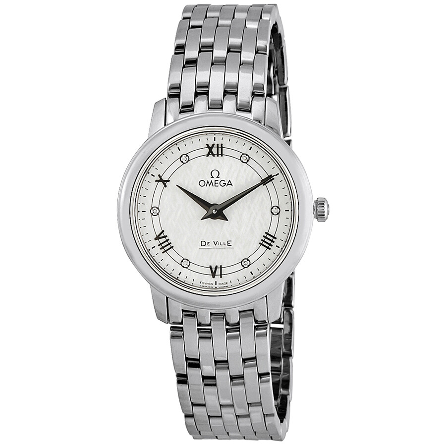 Omega De Ville Prestige White Silvery Diamond Dial Ladies Watch  424.10.27.60.52.002 7612586285363 - Watches, De Ville - Jomashop