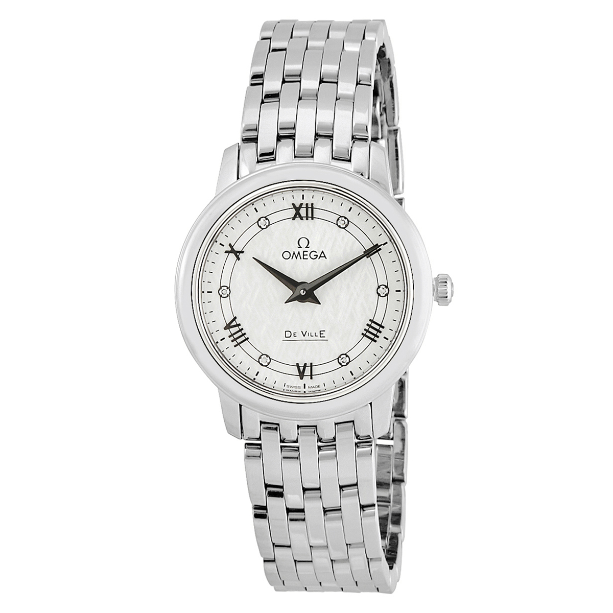 Omega De Ville Prestige White Silvery Diamond Dial Ladies Watch 424.10.27.60.52.002