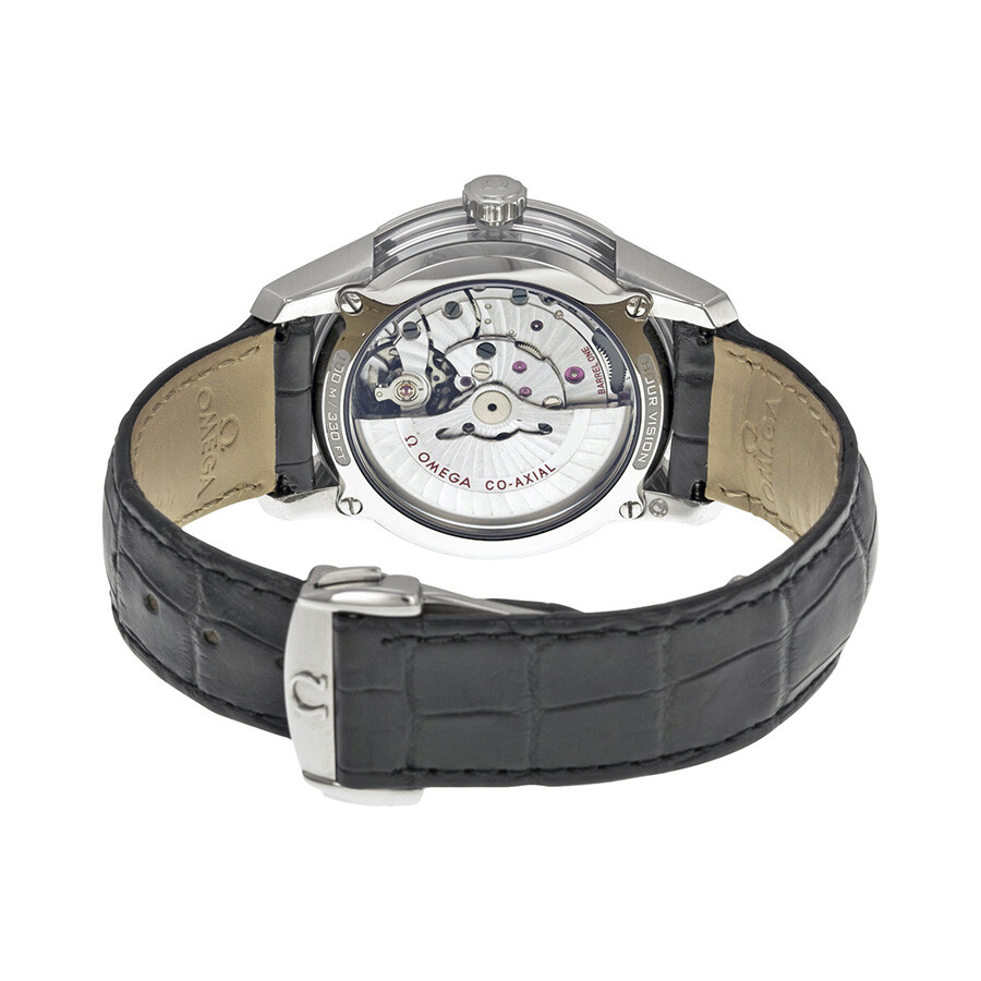 Omega Deville Hour Vision Black and Silver Dial Black Leather Men's