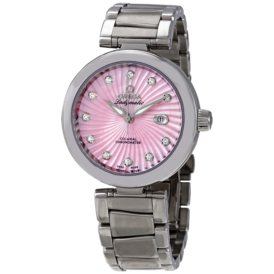 Omega DeVille Pink Mother of Pearl Diamond Dial Automatic Ladies Watch 425.30.34.20.57.001