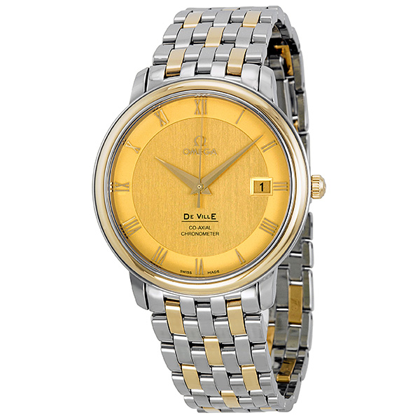 Omega DeVille Prestige Champagne Dial Steel and Yellow Gold Men's Watch 4374.11