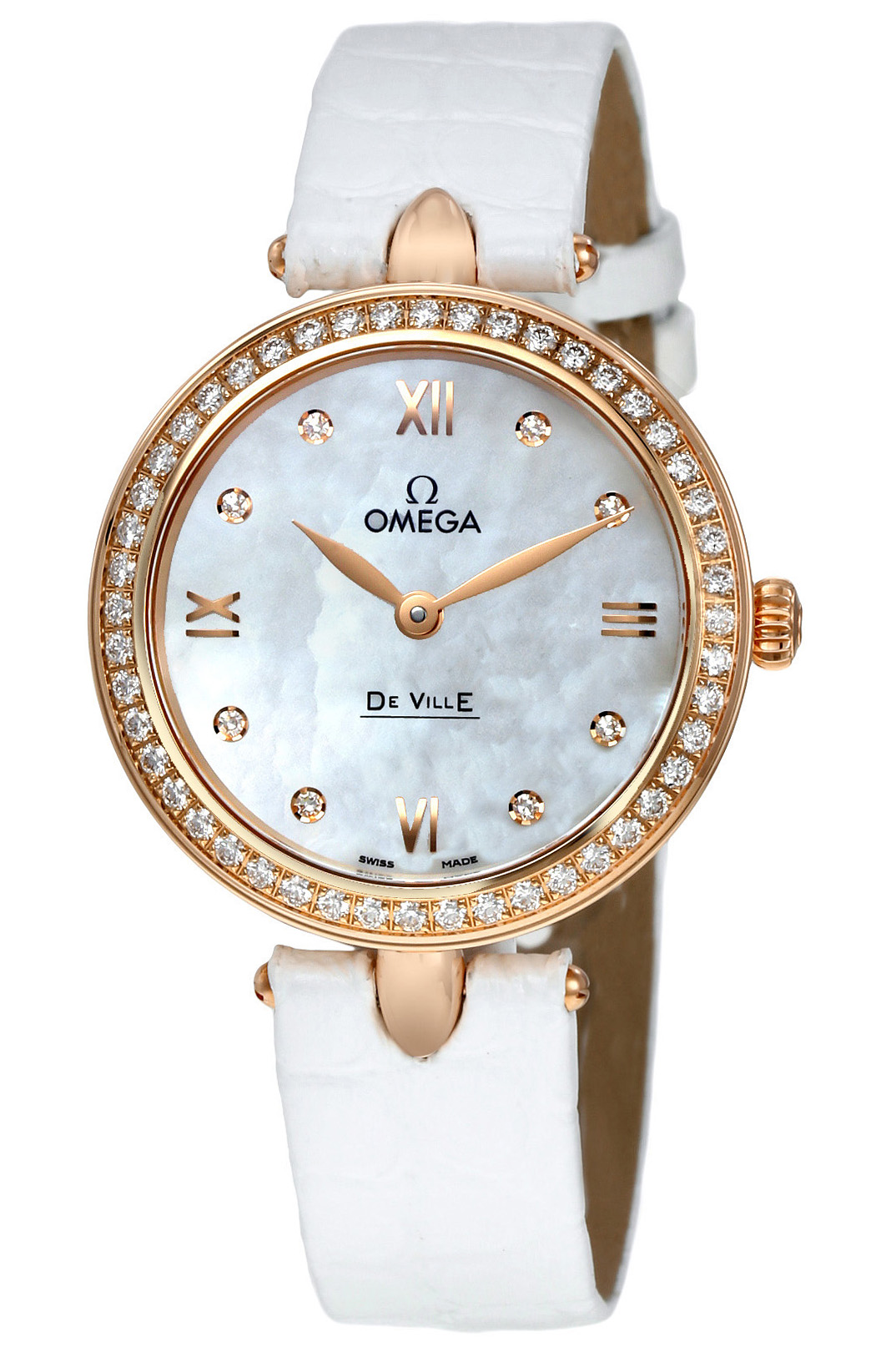 Omega De Ville Prestige White Mother of Pearl Dial Ladies Watch 424.58.27.60.55.002
