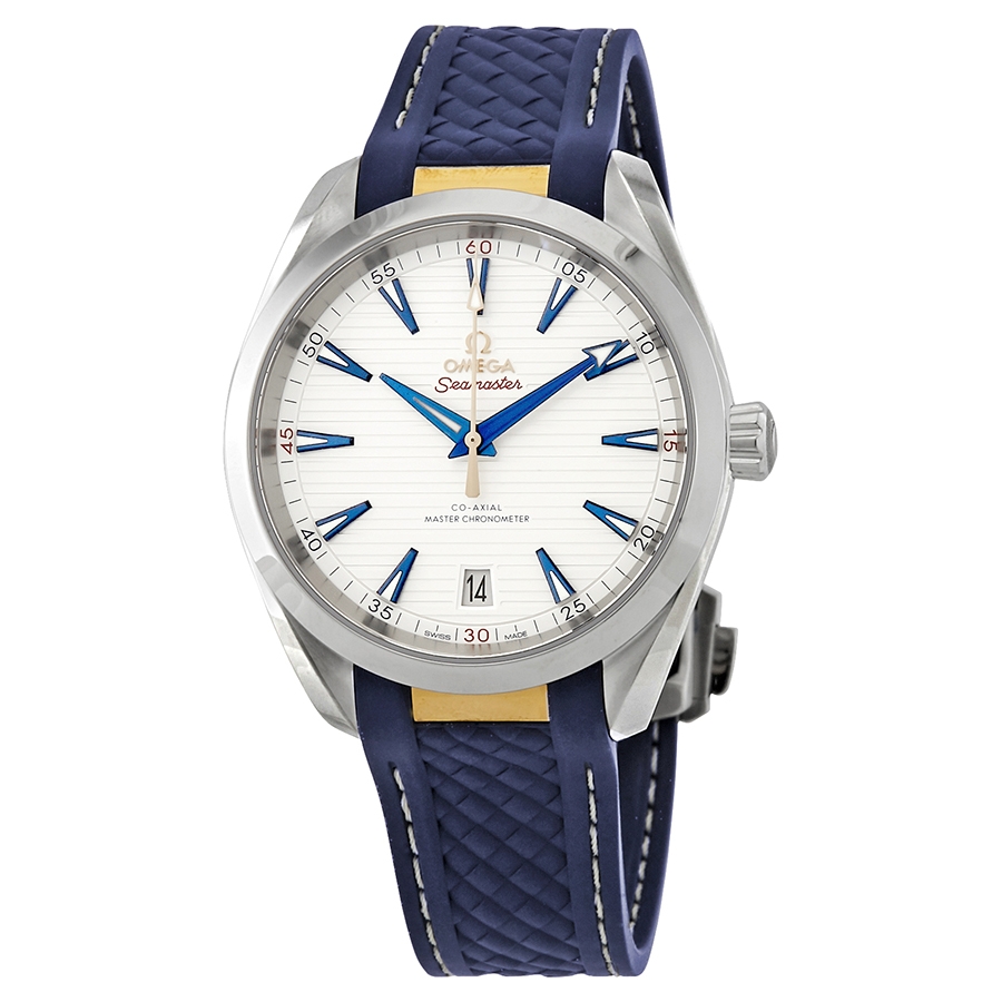 Omega Seamaster Aqua Terra Automatic Silver Dial Blue Rubber Men's Watch 220.12.41.21.02.004