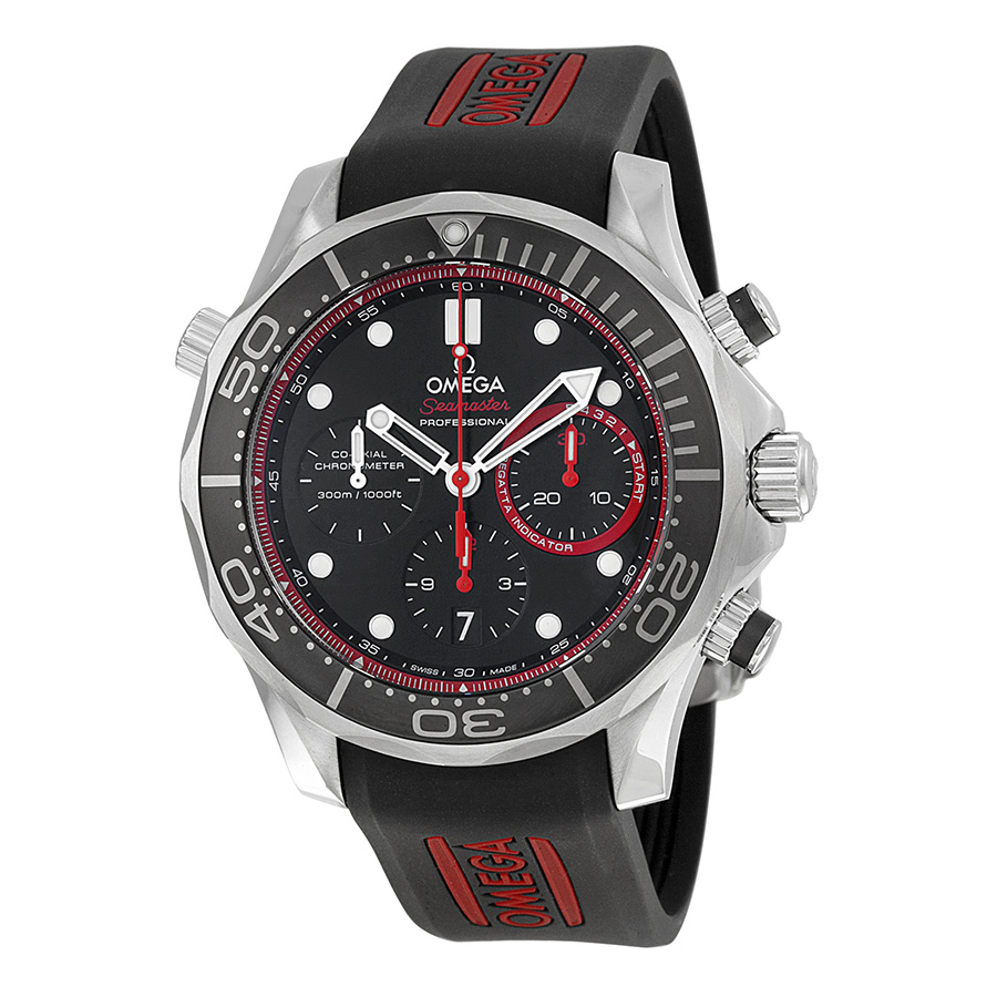 Omega Seamaster Diver  Co-axial Automatic Chronograph Black Dial Black Rubber Men's Watch 212.32.44.50.01.001