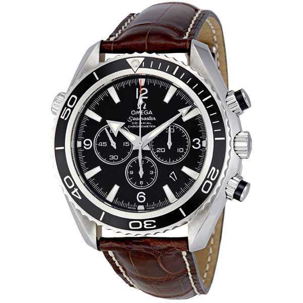 Omega SeaMaster Plant Ocean Black Dial Leather Strap Men's Watch 2910.50.37