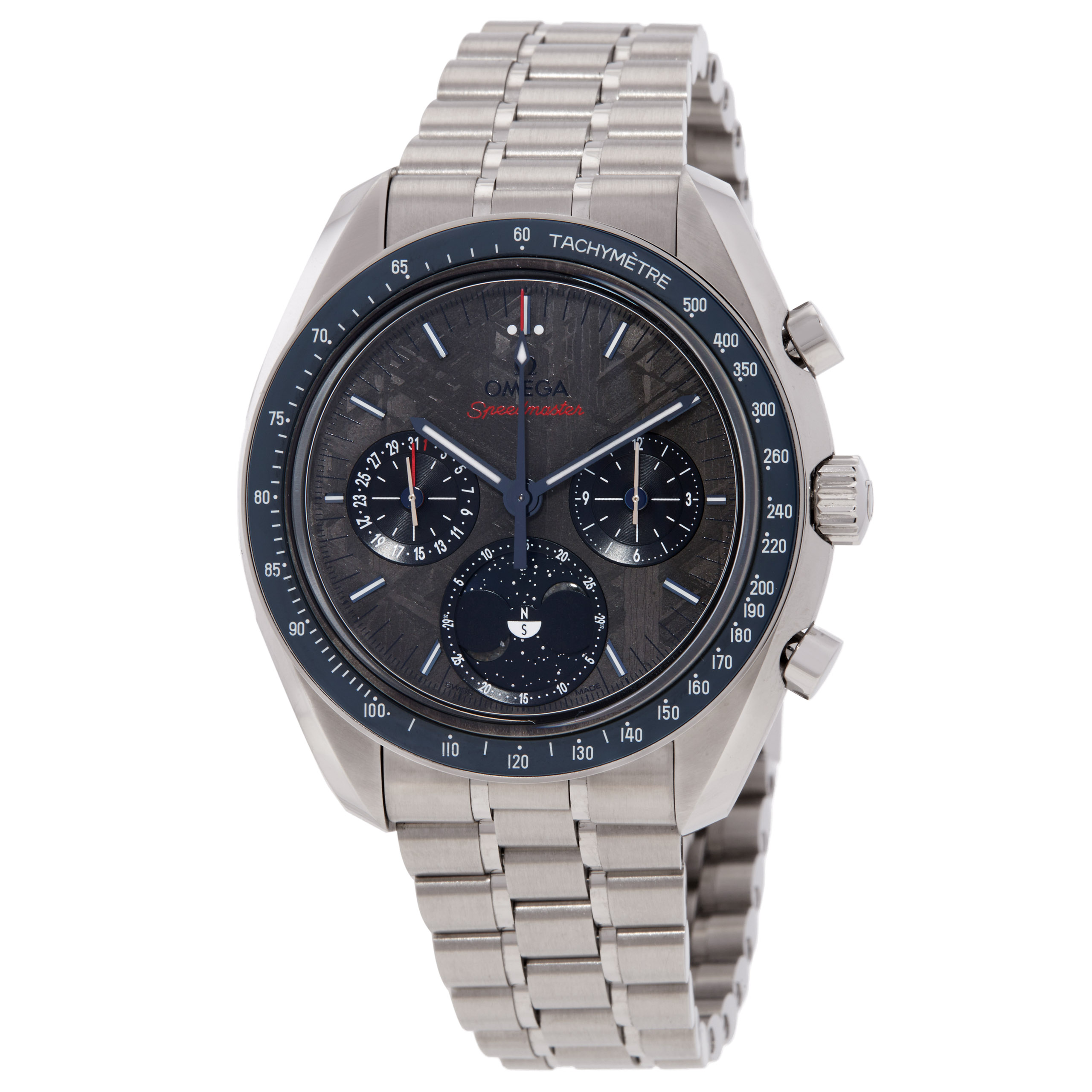 Omega Speedmaster Chronograph Meteorite Hand Wind Moon Phase Blue Dial Men's Watch 304.30.43.52.06.001