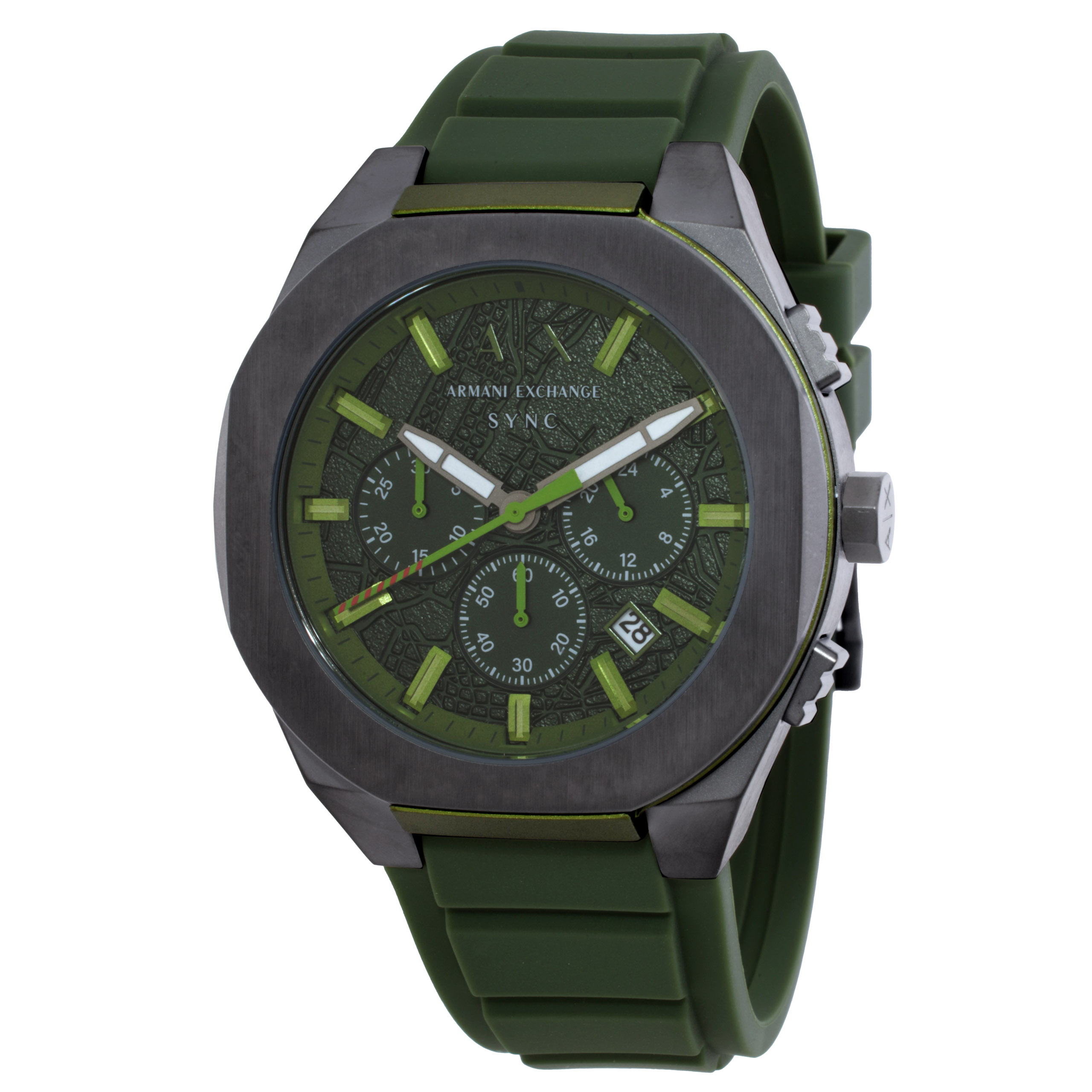 Open Box - Armani Exchange Sync Chronograph Quartz Green Dial Men's Watch AX4292