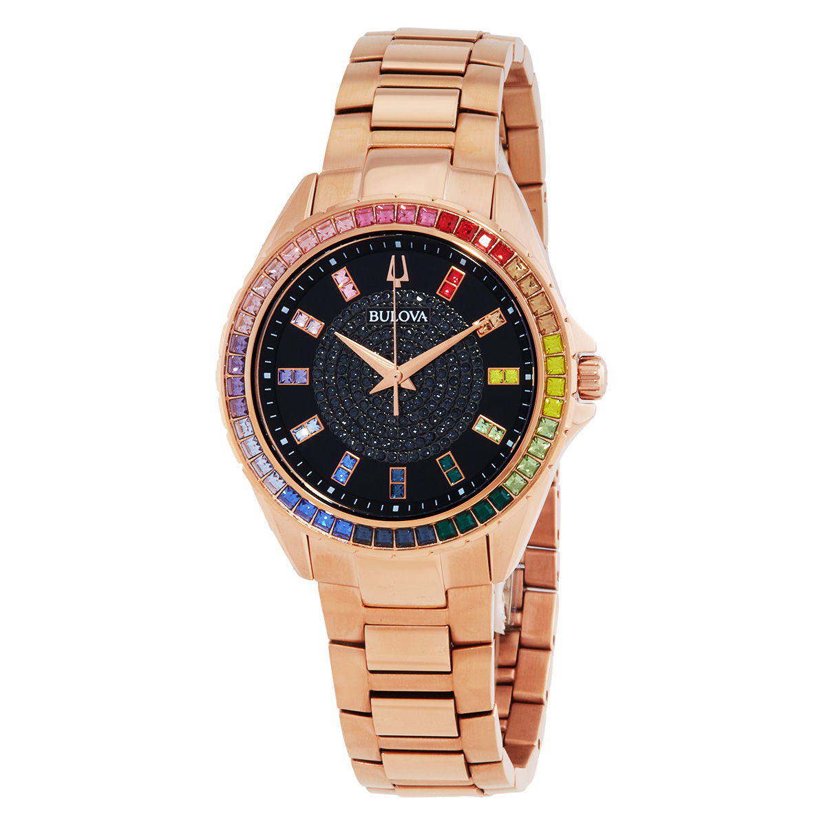 Open Box - Bulova Phantom Quartz Crystal Black Dial Unisex Watch 97A180