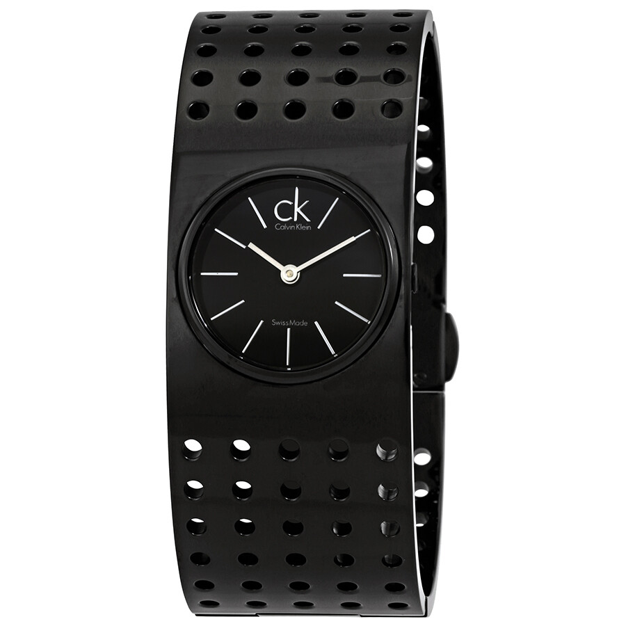 ギフト最適!    Black Grid Watch K8324302 Calvin Klein Open Box - Calvin Klein Grid Black Dial Ladies