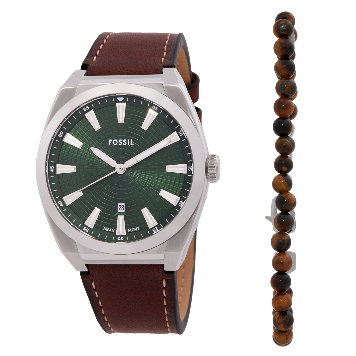 Open Box - Fossil Everett Quartz Green Dial Men's Watch Set FS6080SET
