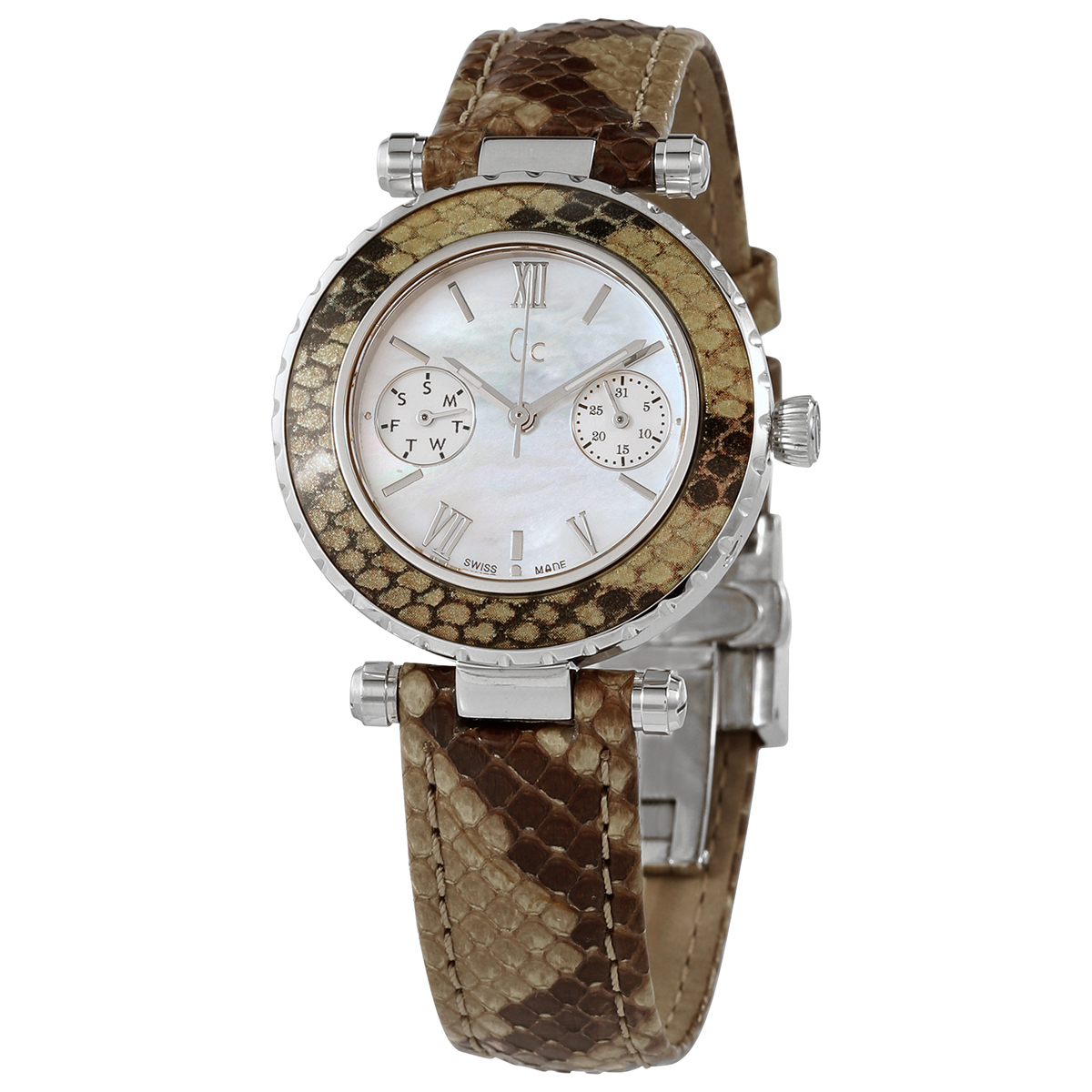 Open Box - Guess Diver Chic Quartz Ladies Snakeskin Patterned Watch X35005L1S