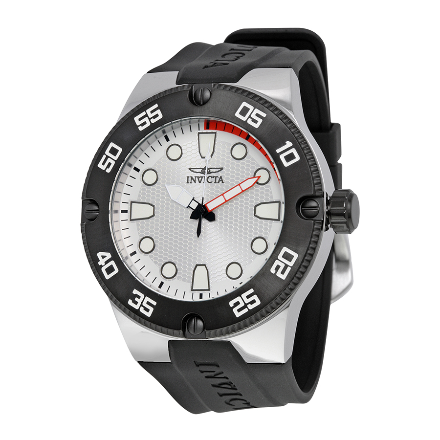 Invicta Open Box - Invicta Pro Diver Silver Dial Black Silicone Men's ...