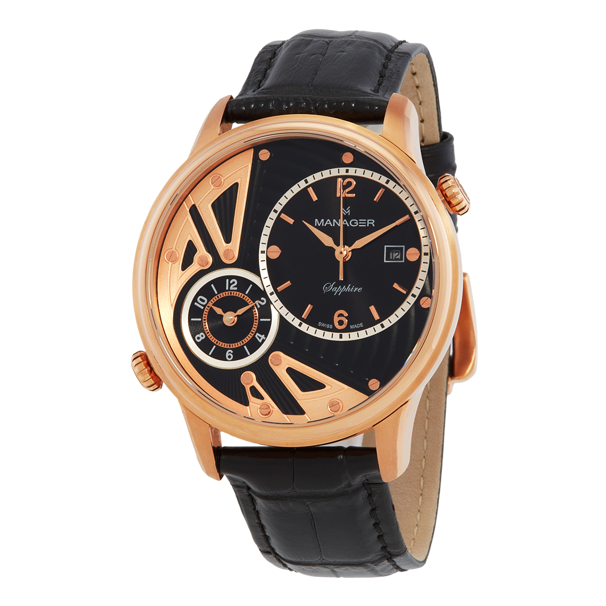 Open Box - Manager Nomad Quartz Black Dial Men's Watch MAN-TR-05-RL