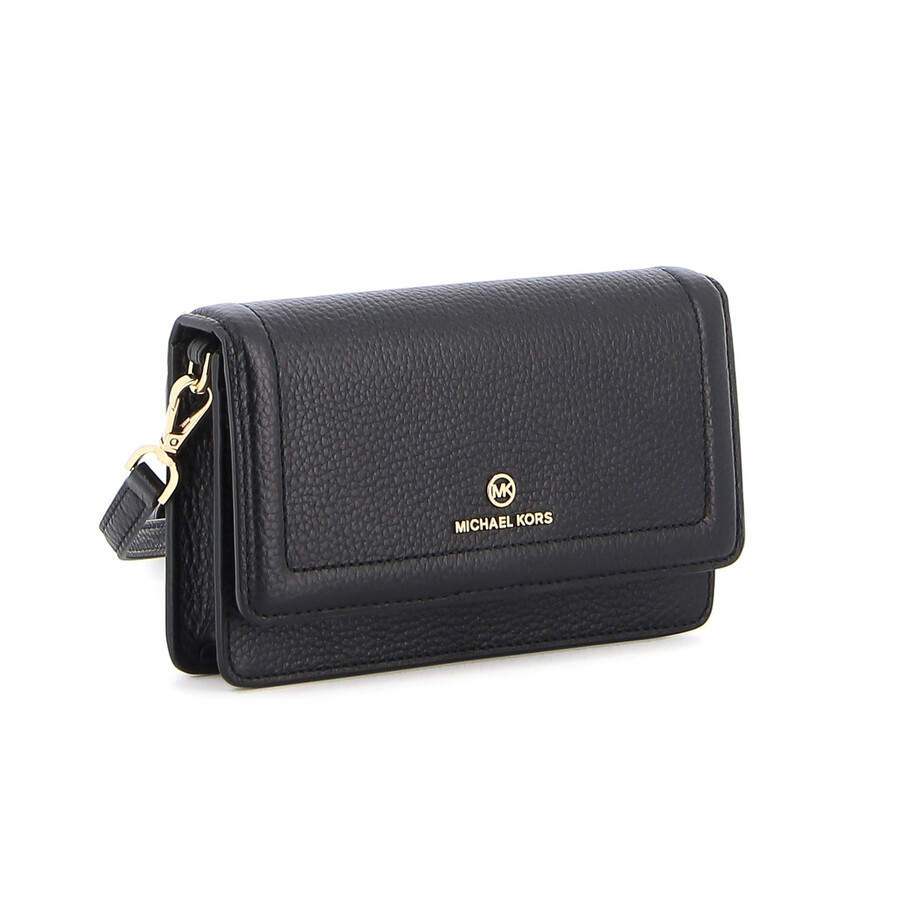 Michael Kors Open Box -  Black Jet Set Small Pebbled Leather Smartphone Convertible Crossbody Bag In Black
