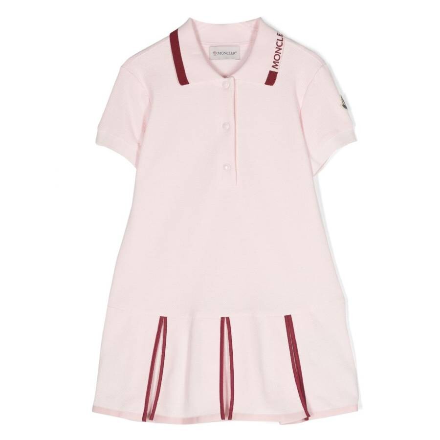 Open Box - Moncler Girls Pleated Polo Shirt Dress, Size 6Y