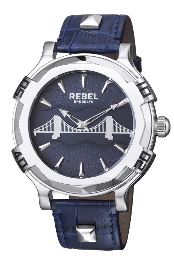 Open Box - Rebel Brooklyn Bridge Blue Dial Blue Leather Men's Watch RB102-4041