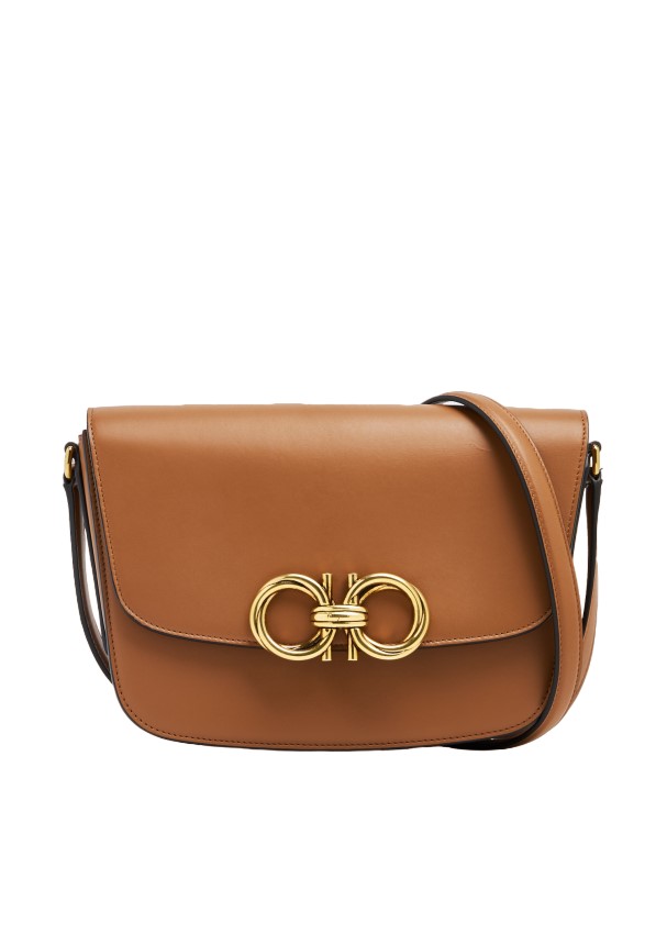 トップス salvatoreFerragamo Ferragamo Open Box - Salvatore Ferragamo Brown Leather Trapezio